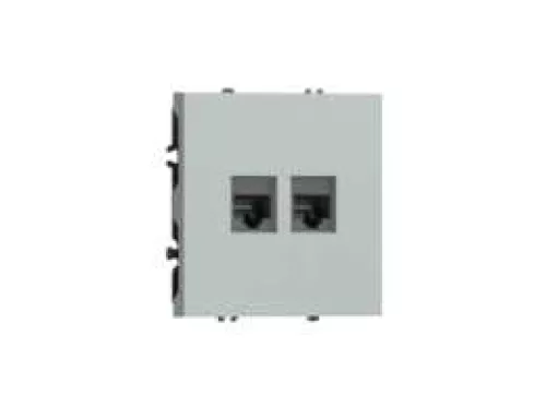 Розетка RJ45 + RJ45 cat.6, компьютерная на 2 выхода, цвет графит серый, серия S08 Donel
