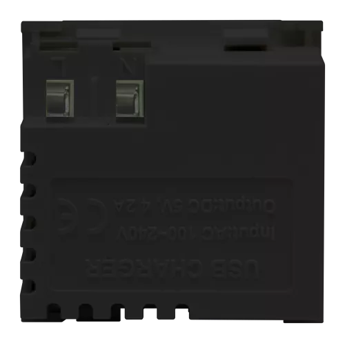 USB-зарядка 4200мA типа A+С, 2 модуля, 45х45мм, цвет черный матовый