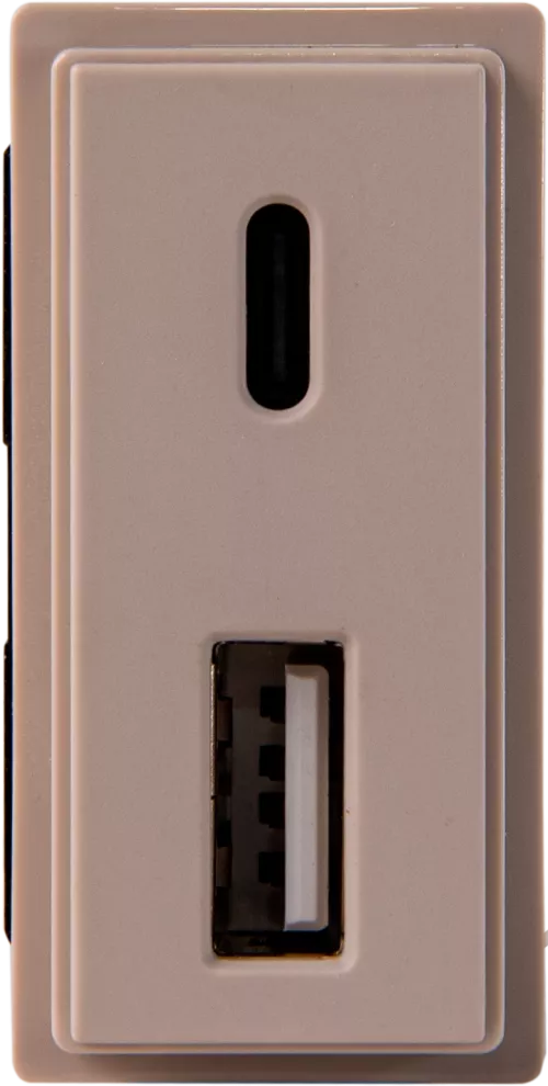 Зарядное устройство USB Стандарт A-С 5V 3100мА 1 модуль, песочный