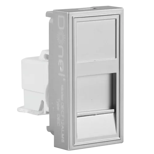 Розетка компьютерная RJ45 кат.5e UTP, 1 модуль, 22,5х45мм, цвет алюминий матовый