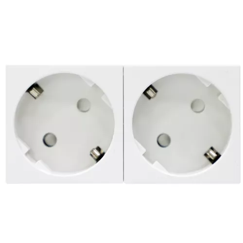 Розетка с заземлением с защитными шторками 16А 250В, 4 модуля, 90х45мм, поворот вилки на 45 градусов, на клеммах, цвет белый