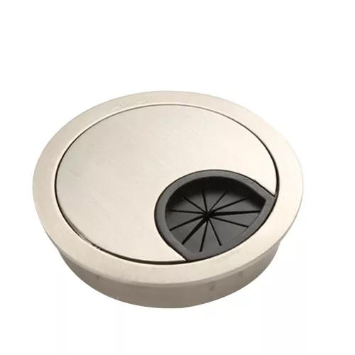 Кабельный вывод для установки в столешницу, внешний диаметр 90 мм, цинковый сплав, цвет серебро