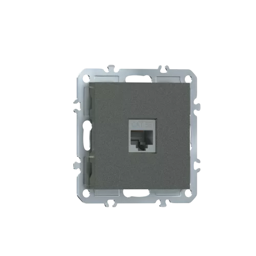 Розетка RJ45 cat.5, компьютерная на 1 выход, цвет матовый титан, серия A07 Donel