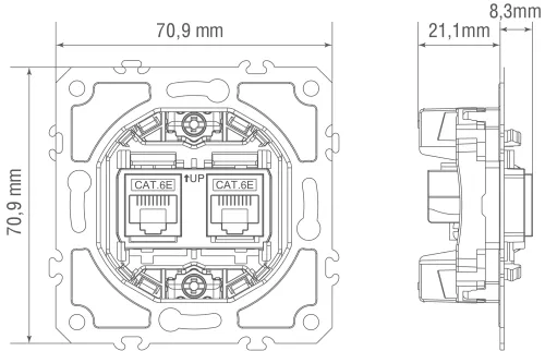 Механизм розетки RJ45 + RJ45 (двойная) cat.6/ClassE-8/8, серия DB
