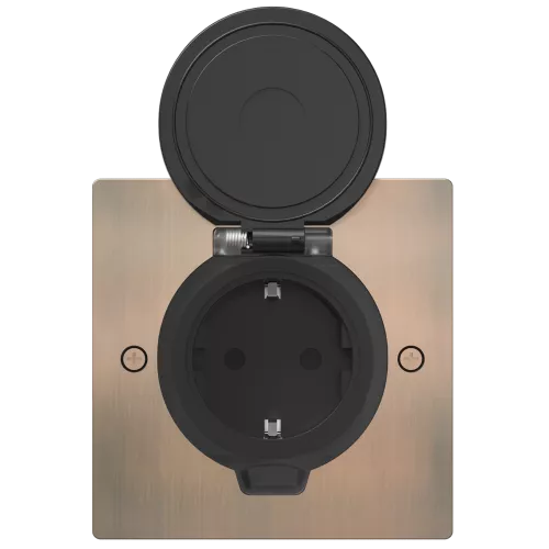 Лючок для электроустановочных изделий стандарта 45х45, установка 1 модуля 45х45мм, IP44, квадратный, с круглой крышкой, БЕЗ установочного набора, цвет красная медь