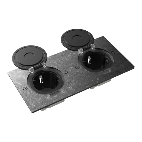 Лючок для электроустановочных изделий стандарта 45х45, установка 2 модулей 45х45мм, IP44, с круглой крышкой, БЕЗ установочного набора, цвет оцинкованная сталь