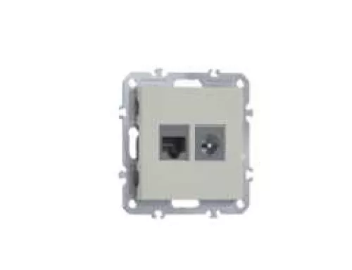 Розетка RJ45 cat.6 + TV 0-2400 МГц, комбинированная на 2 выхода (компьютер + телевизор), цвет матовый кашемир, серия A07 Donel
