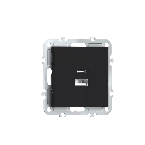 USB-зарядка типа A+С 3100мA 20Вт, цвет матовый карбон, серия A07 Donel