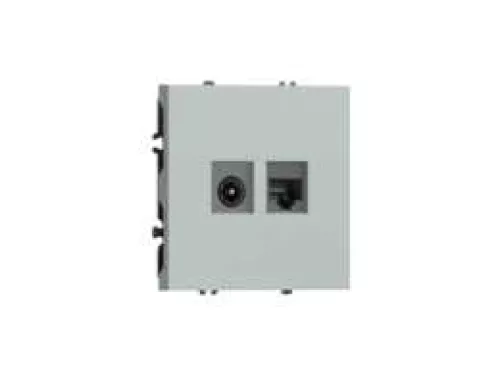 Розетка RJ45 cat.5 + TV 0-2400 МГц, комбинированная на 2 выхода (компьютер + телевизор), цвет графит серый, серия S08 Donel