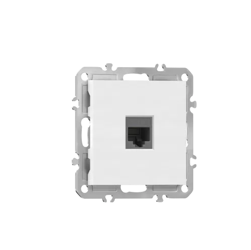 Розетка RJ11, телефонная на 1 выход, цвет глянцевый белый, серия A07 Donel