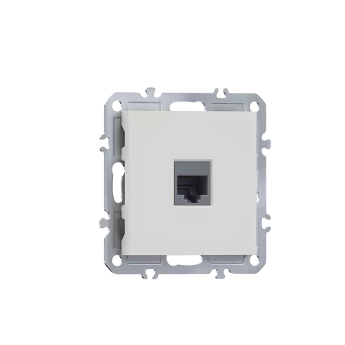 Розетка RJ45 cat.5, компьютерная на 1 выход, цвет матовый белый, серия A07 Donel