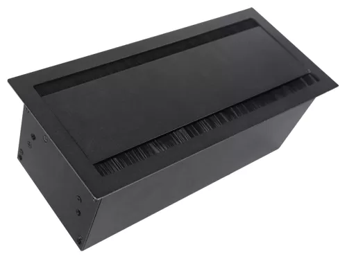 Розеточный блок встраиваемый с откидной крышкой для установки в столешницу, на 4 розетки 45х45мм, без розеток, цвет черный