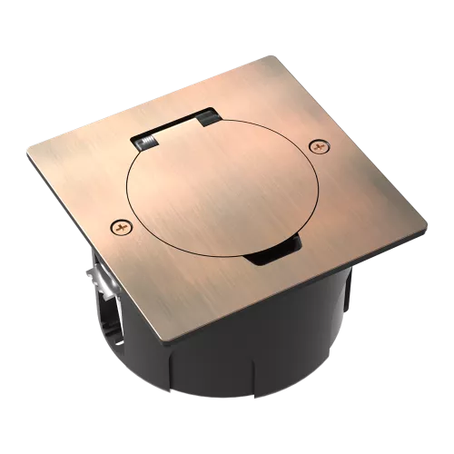 Лючок для электроустановочных изделий стандарта 45х45, установка 1 модуля 45х45мм, IP44, квадратный, с круглой крышкой, БЕЗ установочного набора, цвет красная медь