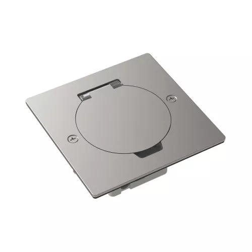 Лючок для электроустановочных изделий стандарта 45х45, установка 1 модуля 45х45мм, IP44, квадратный, с круглой крышкой, БЕЗ установочного набора, цвет никель