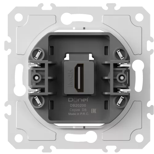 Механизм розетки HDMI 2.0a, разъём типа A 180°, 4K Full HD, 60 Hz 3D, HDR, цвет черный для серий A07/S08, Donel