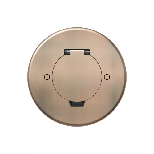 Лючок для электроустановочных изделий стандарта 45х45, установка 1 модуля 45х45мм, IP44, круглый, с круглой крышкой, с универсальным установочным набором, цвет красная медь