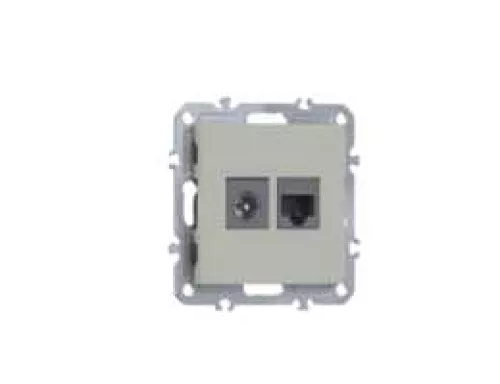 Розетка RJ45 cat.5 + TV 0-2400 МГц, комбинированная на 2 выхода (компьютер + телевизор), цвет матовый кашемир, серия A07 Donel