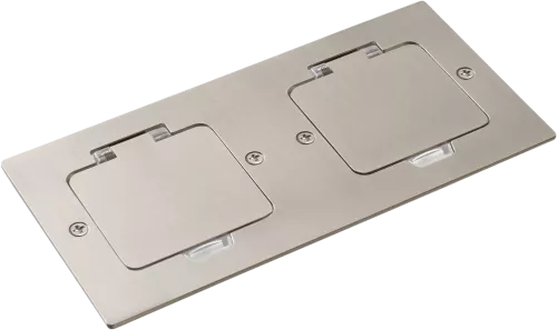 Лючок для электроустановочных изделий стандарта 45х45, установка 2 модулей 45х45мм, IP44, с квадратной крышкой, БЕЗ установочного набора, цвет никель