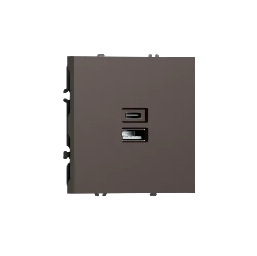 USB-зарядка типа A+С 3100мA 12Вт, цвет мокко, серия S08 Donel