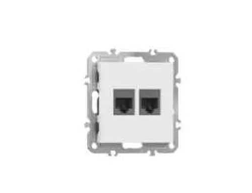 Розетка RJ11 + RJ45 cat.6, комбинированная на 2 выхода (телефон + компьютер), цвет глянцевый белый, серия A07 Donel