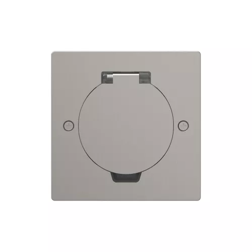 Лючок для электроустановочных изделий стандарта 45х45, установка 1 модуля 45х45мм, IP44, квадратный, с круглой крышкой, БЕЗ установочного набора, цвет никель