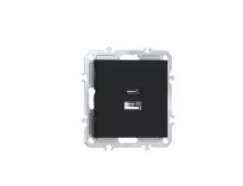USB-зарядка типа A+С 3100мA 12Вт, цвет матовый карбон, серия A07 Donel