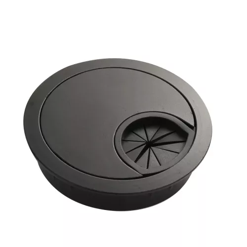 Кабельный вывод для установки в столешницу, внешний диаметр 90 мм, цинковый сплав, цвет черный