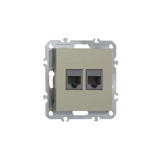 Розетка RJ45 + RJ45 cat.6, компьютерная на 2 выхода, цвет шампань, серия A07 Donel