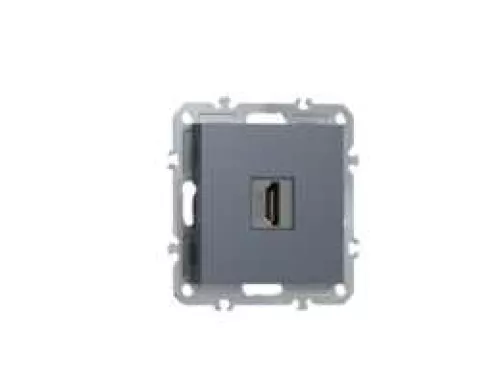Розетка с разъёмом HDMI 2.0a черный, цвет сталь, серия A07 Donel