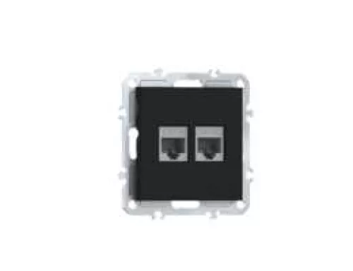 Розетка RJ11 + RJ45 cat.5, комбинированная на 2 выхода (телефон + компьютер), цвет матовый карбон, серия A07 Donel