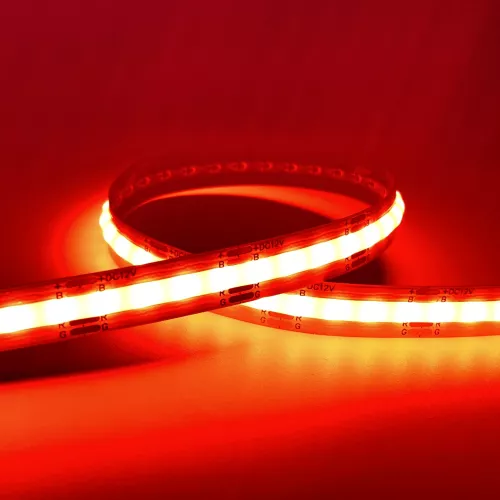 Лента светодиодная COB RGB DC24V 15W/m 660Lm/m 480д/м CRI>95 IP20, упаковка 5 метров, ширина 10мм, высота 2мм, самоклейкая