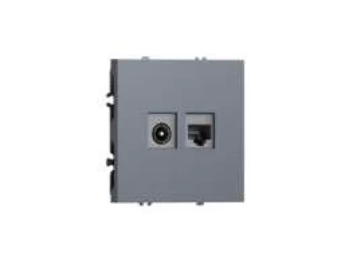 Розетка RJ45 cat.6 + TV 0-2400 МГц, комбинированная на 2 выхода (компьютер + телевизор), цвет сталь, серия S08 Donel
