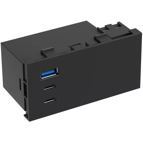 USB-зарядка 100W типа A+С+С, 4 модуля, 45х90мм, цвет чёрный матовый