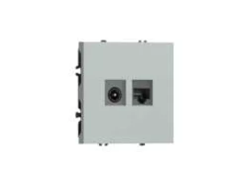 Розетка RJ45 cat.6 + TV 0-2400 МГц, комбинированная на 2 выхода (компьютер + телевизор), цвет графит серый, серия S08 Donel