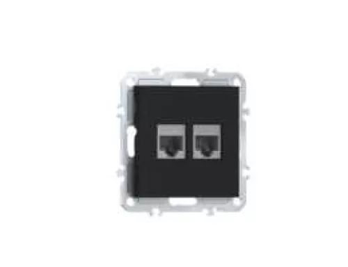 Розетка RJ11 + RJ45 cat.6, комбинированная на 2 выхода (телефон + компьютер), цвет матовый карбон, серия A07 Donel