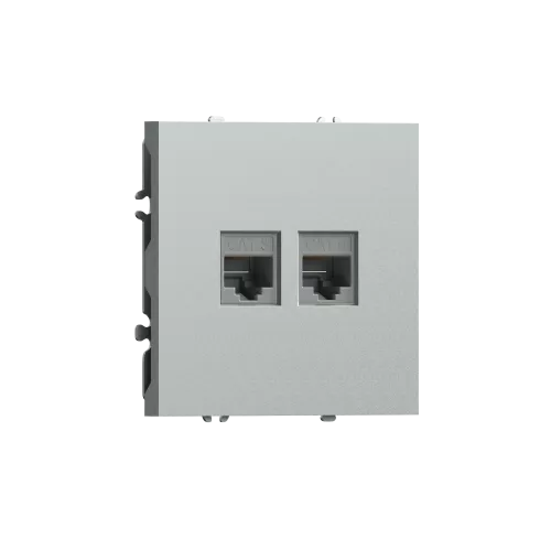 Розетка RJ11 + RJ45 cat.6, комбинированная на 2 выхода (телефон + компьютер), цвет графит серый, серия S08 Donel