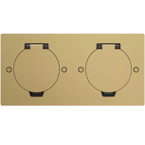 Лючок для электроустановочных изделий стандарта 45х45, установка 2 модулей 45х45мм, IP44, с круглой крышкой, БЕЗ установочного набора, цвет золото