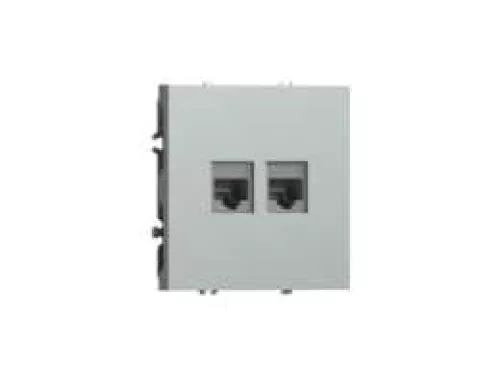 Розетка RJ11 + RJ45 cat.6, комбинированная на 2 выхода (телефон + компьютер), цвет графит серый, серия S08 Donel