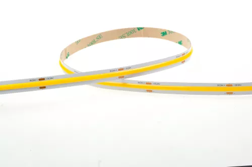 Лента светодиодная COB тёпло-белая DC24V 14W/m 3000K 1260Lm/m 512д/м CRI>95 IP20, упаковка 5 метров, ширина 10мм, высота 2мм, самоклейкая