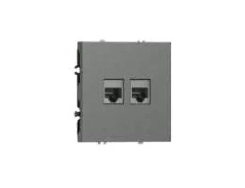 Розетка RJ11 + RJ45 cat.5, комбинированная на 2 выхода (телефон + компьютер), цвет матовый титан, серия S08 Donel