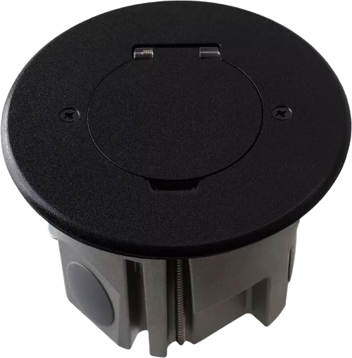 Лючок для электроустановочных изделий стандарта 45х45, установка 1 модуля 45х45мм, IP44, круглый, с круглой крышкой, с универсальным установочным набором, цвет антрацит