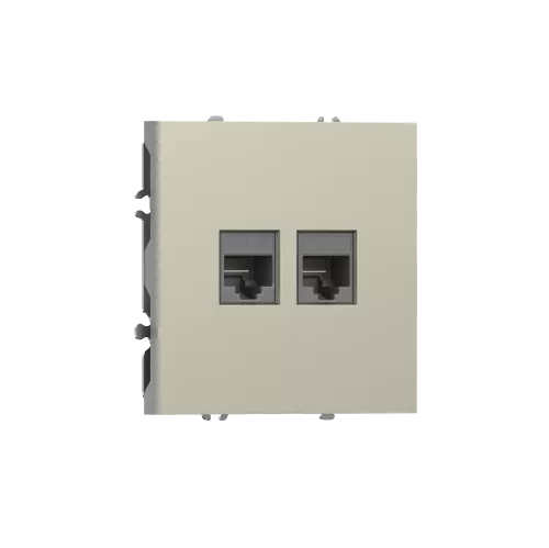 Розетка RJ45 + RJ45 cat.5, компьютерная на 2 выхода, цвет шампань, серия S08 Donel