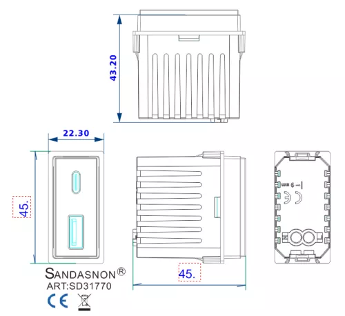 Зарядное устройство USB Стандарт A-С 5V 3100мА 1 модуль, белый