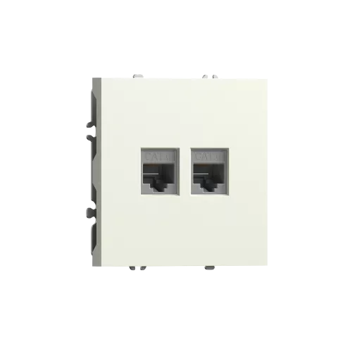 Розетка RJ45 + RJ45 cat.6, компьютерная на 2 выхода, цвет слоновая кость, серия S08 Donel