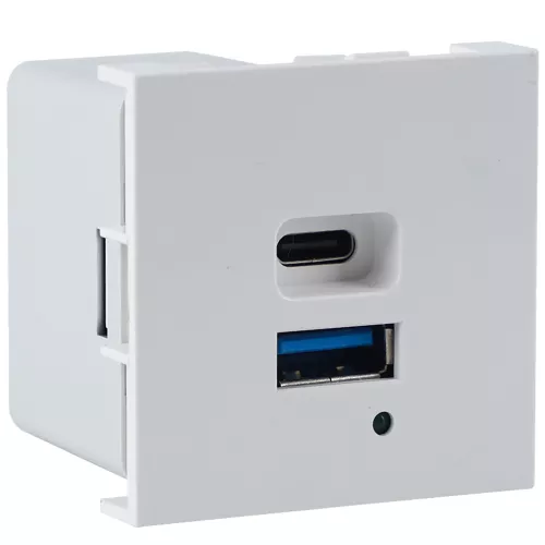 Donel USB зарядное устройство, 3A , 65W, Type A + C, 2 мод., бел. матовая  (45х45мм)
