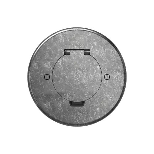 Лючок для электроустановочных изделий стандарта 45х45, установка 1 модуля 45х45мм, IP44, круглый, с круглой крышкой, с универсальным установочным набором, цвет оцинкованная сталь