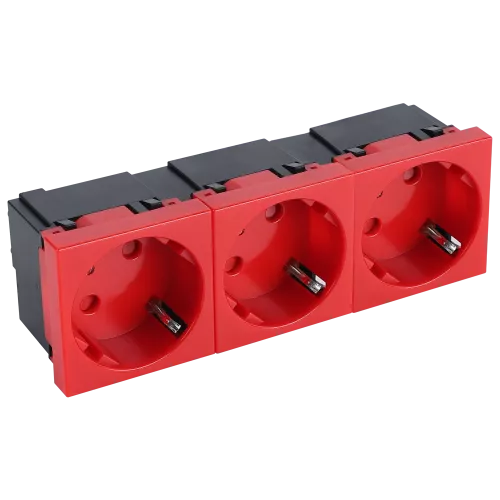 Розетка 3х2К+З нем.ст., 45 гр., с з/ш, крас. (135х45мм), серия (тип) DF6