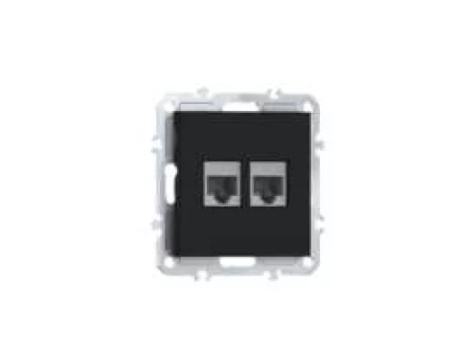 Розетка RJ45 + RJ45 cat.6, компьютерная на 2 выхода, цвет матовый карбон, серия A07 Donel