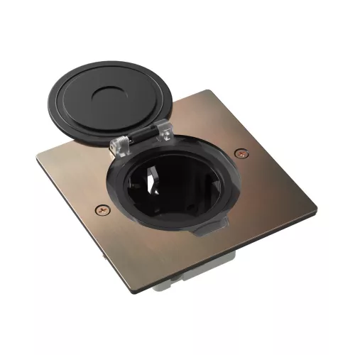 Лючок для электроустановочных изделий стандарта 45х45, установка 1 модуля 45х45мм, IP44, квадратный, с круглой крышкой, БЕЗ установочного набора, цвет красная медь