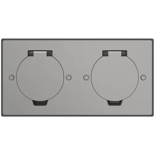 Лючок для электроустановочных изделий стандарта 45х45, установка 2 модулей 45х45мм, IP44, с круглой крышкой, БЕЗ установочного набора, цвет никель